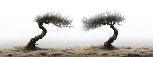 Obraz premium Lone frosted tree in winter field 