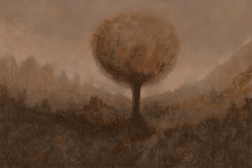 Abstract Landscape Painting - digital painting. The picture is painted by hand on a tablet. © neurostructure