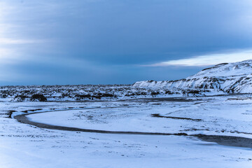 snow mountains road iceland pretty landscape 