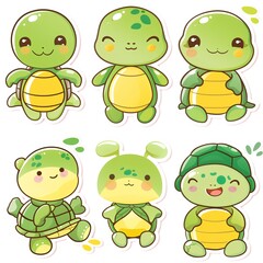 Obraz premium Adorable Cartoon Turtles Illustration Set Kids' Book Design