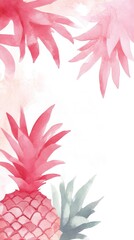 Fototapeta premium Watercolor-inspired pineapples in soft hues of red, dreamy and tropical High quality illustration --chaos 10 --ar 9:16 --style raw --stylize 10 --v 6.1 Job ID: 8c7386ff-66c8-4b8a-ba30-b13caf4a0eb6