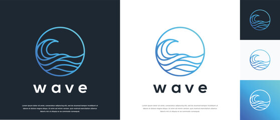 Wave logo design illustration. Nature wave logo template.