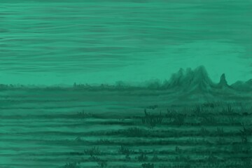 Abstract Landscape Painting - digital painting. The picture is painted by hand on a tablet. © neurostructure