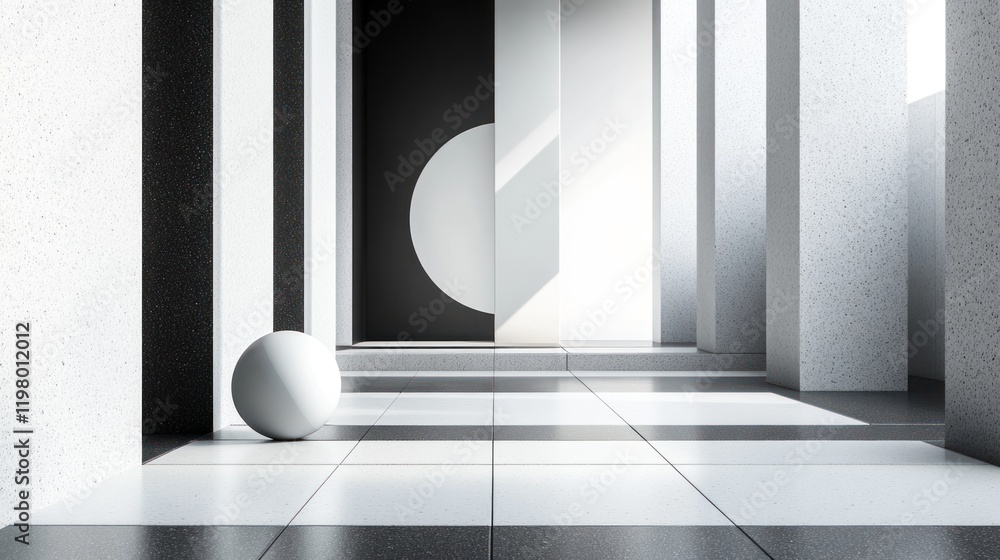 Aufkleber modern architectural space with geometric shapes and light contrasts in a minimalist setting. genera