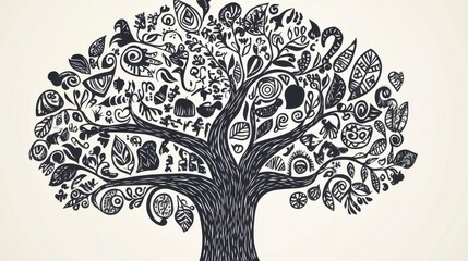 tree, leaf, nature, vector, art, branch, illustration, design, floral, plant, spring, decoration, flower, silhouette, ornament, summer, pattern, symbol, season, drawing, autumn, swirl, garden, icon, g