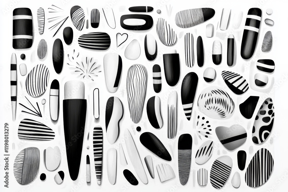 Poster A repeating pattern of small whiteboard icons with markers, drawn in simple black and white for a sleek design