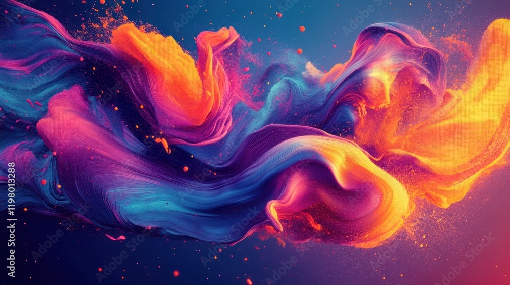 Aufkleber vibrant swirling colors creating dynamic abstract art in a cosmic atmosphere. generative ai