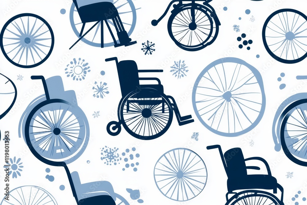 Leinwandbilder a repeating pattern of wheelchair icons in light gray on a solid white background, creating a subtle