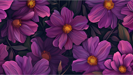 Realistic Purple Floral Pattern Seamless Botanical Design for Fabric and Decor