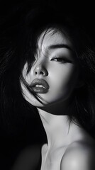Dramatic black and white portrait of a woman
