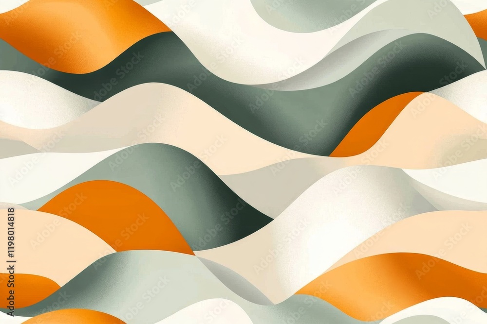 Leinwandbilder A simple wave pattern with evenly spaced curved lines in soft pastel colors, creating a calming and modern design