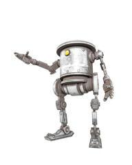 Naklejka premium coolest robot is talking in white background on side view