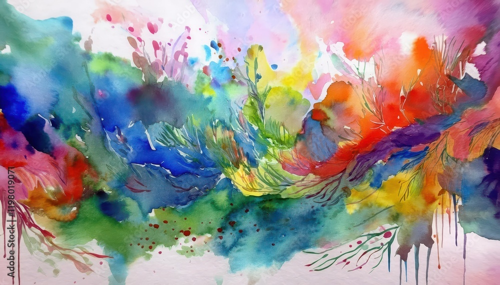 Poster vibrant watercolor abstraction a whirlpool of color and emotion emanating from a handpainted masterp