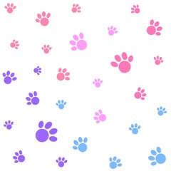 Colored paws seamless pattern element