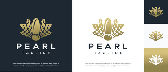 Shell pearl logo design illustration. Shell pearl logo template.