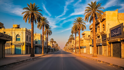 beautiful street of Baghdad capital of Iraq, sunny day © tanya78