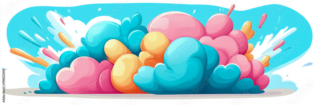 Poster abstract colorful shapes explosion: a vibrant digital illustration featuring a dynamic composition o