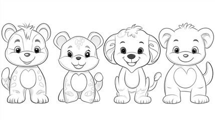 Obraz premium Animal and Nature Coloring Pages: Black Outline Designs for Kids and Adults