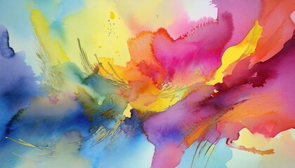 Vibrant Watercolor Abstraction A HandPainted Masterpiece in Cool Hues and Flowing Textures,...