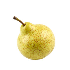 Ripe golden green pear on white background