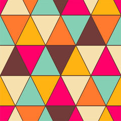 Seamless geometrical pattern with triangles print wallpaper vector illustration multicolor endless background for pack, paper, textile etc 