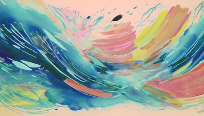 Vibrant Watercolor Abstraction HandPainted Artwork Showcasing a Blend of Deep Blues, Swirling Textures, and Expressive Brushstrokes, Embracing the Spirit of Abstract Expressionism.