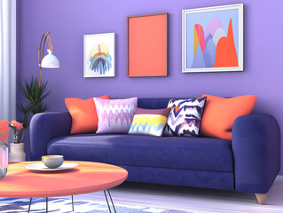 Cheerful Living Room with Future Dusk Color Palette: Modern Decor and Earthy Accents