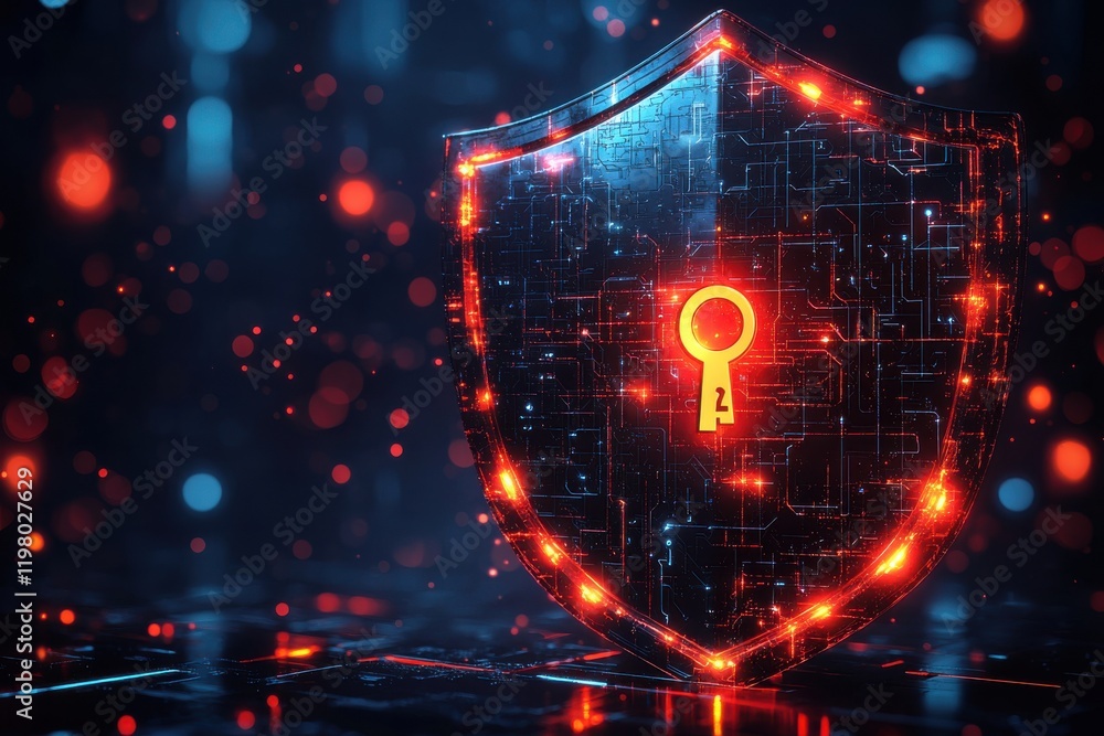 Aufkleber digital shield with keyhole symbolizing cybersecurity solutions