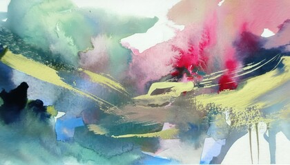 Vibrant and Whimsical Watercolor Abstraction, Swirling Hues Dancing Across the Canvas, Showcasing a Dreamy and Imaginative Artistic Expression.