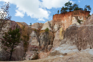 Colorful geologic formations in Providence Canyon, Georgia's Little Grand Canyon.