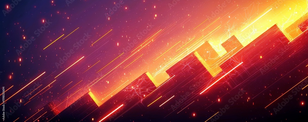 Poster abstract digital background with vibrant colors, dynamic patterns, glowing lights, and energetic lin