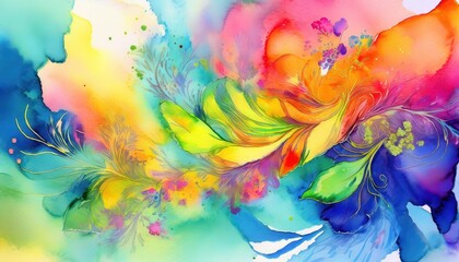 Vibrant and Whimsical Abstract Watercolor Painting, Embracing the Interplay of Textures and Colors, Showcasing Artistic Expressiveness and Imagination.