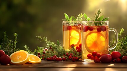 Warm and inviting, this mulled wine garnished with citrus and herbs is perfect for cozy gatherings and festive cheer.