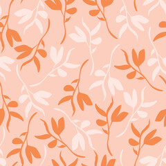 Seamless background woodland tree gender neutral baby pattern. Simple whimsical minimal earthy 2 tone color. Kids nursery wallpaper or boho woodland nature fashion all over print