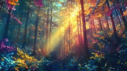 Sunbeams in the Enchanted Forest