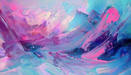 Vibrant Watercolor Abstraction HandPainted Swirls of Deep Blue and Vivid Greens, Capturing a Whimsical Journey through Flowing Water and Lush Landscapes