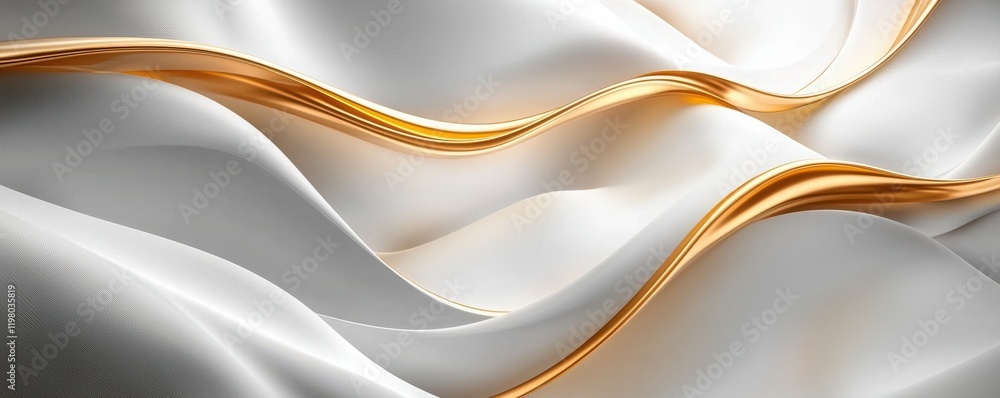 Wall mural elegant abstract design with flowing white and gold patterns