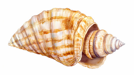 Obraz premium Watercolor seashells on white background hand-drawn illustration. watercolor summer vacation design elements. watercolor sea shells clipart. Seashell. Illustration