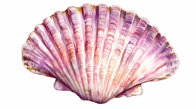 Watercolor seashells on white background hand-drawn illustration. watercolor summer vacation design elements. watercolor sea shells clipart. Seashell. Illustration