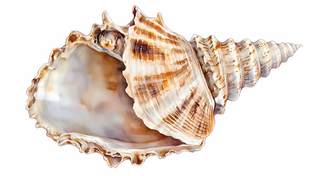 Watercolor seashells on white background hand-drawn illustration. watercolor summer vacation design elements. watercolor sea shells clipart. Seashell. Illustration