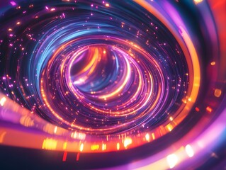 Neon swirls spinning in a digital vortex