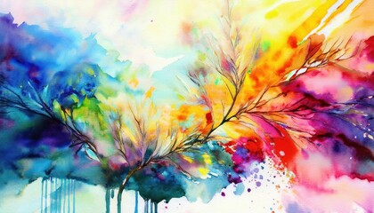Vibrant Watercolor Abstraction An Exploration of Colors and Textures in a HandPainted Masterpiece, Captured on at