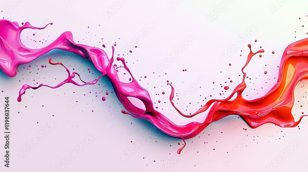 Poster vibrant fluid paint splash in motion capturing dynamic color and texture on a light background for a