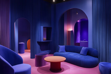 Elegant Interior Design 2025: Future Dusk Color Trend Palette in Modern Living Space