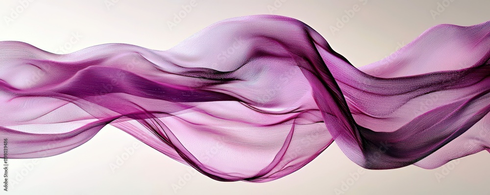Aufkleber ethereal flow of soft purple and black fabric waves creating a dreamlike motion effect on a light ba