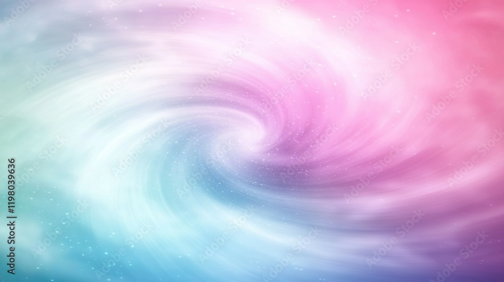 Poster colorful background with spiral design in center and stars in middle of image