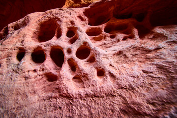 Textured Sandstone Erosion in Utah Desert Eye-Level View