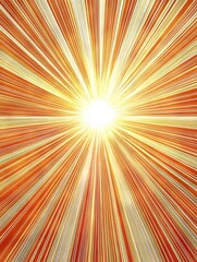 Obraz premium Design a bright, vibrant light burst illustration centered on a clean white background. The light source is very bright in the center, changing from pure white to warm yellow and soft orange as it rad