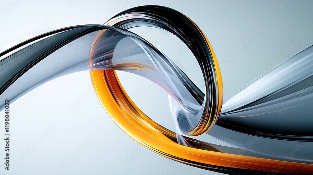Poster close-up of abstract design on grayscale background with black-white swirl on left side