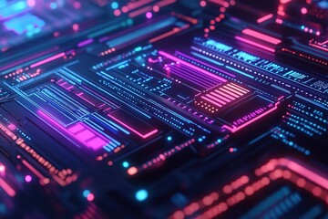 Obraz premium Futuristic core hud concept with electronic circuit. hi tech, mechanical technology background